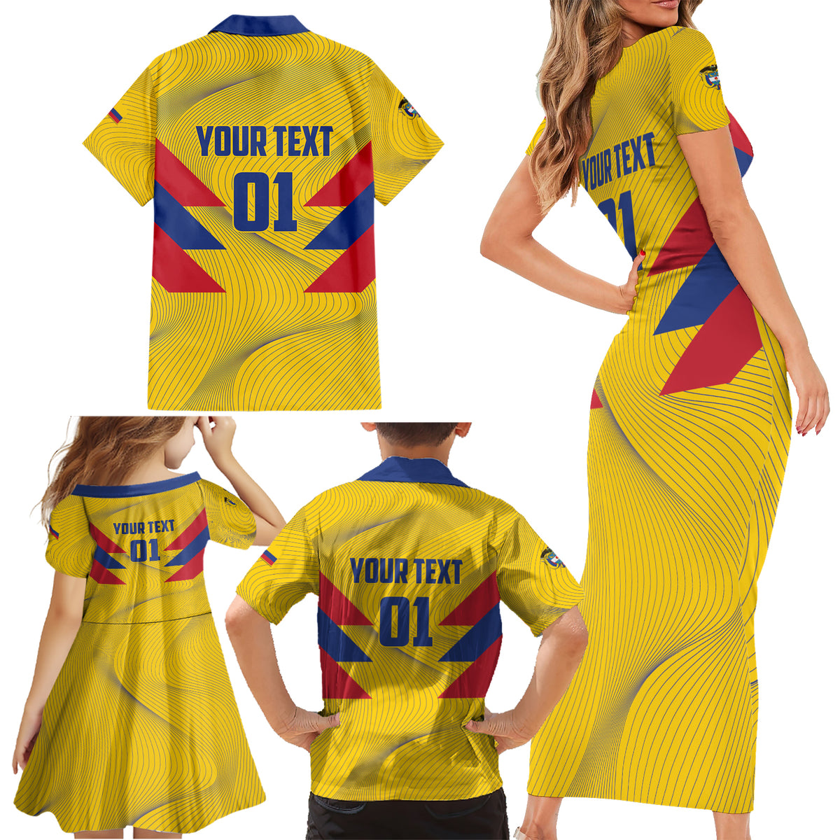 Personalized Colombia 2024 Football Family Matching Short Sleeve Bodycon Dress and Hawaiian Shirt Go Los Cafeteros - Wonder Print Shop