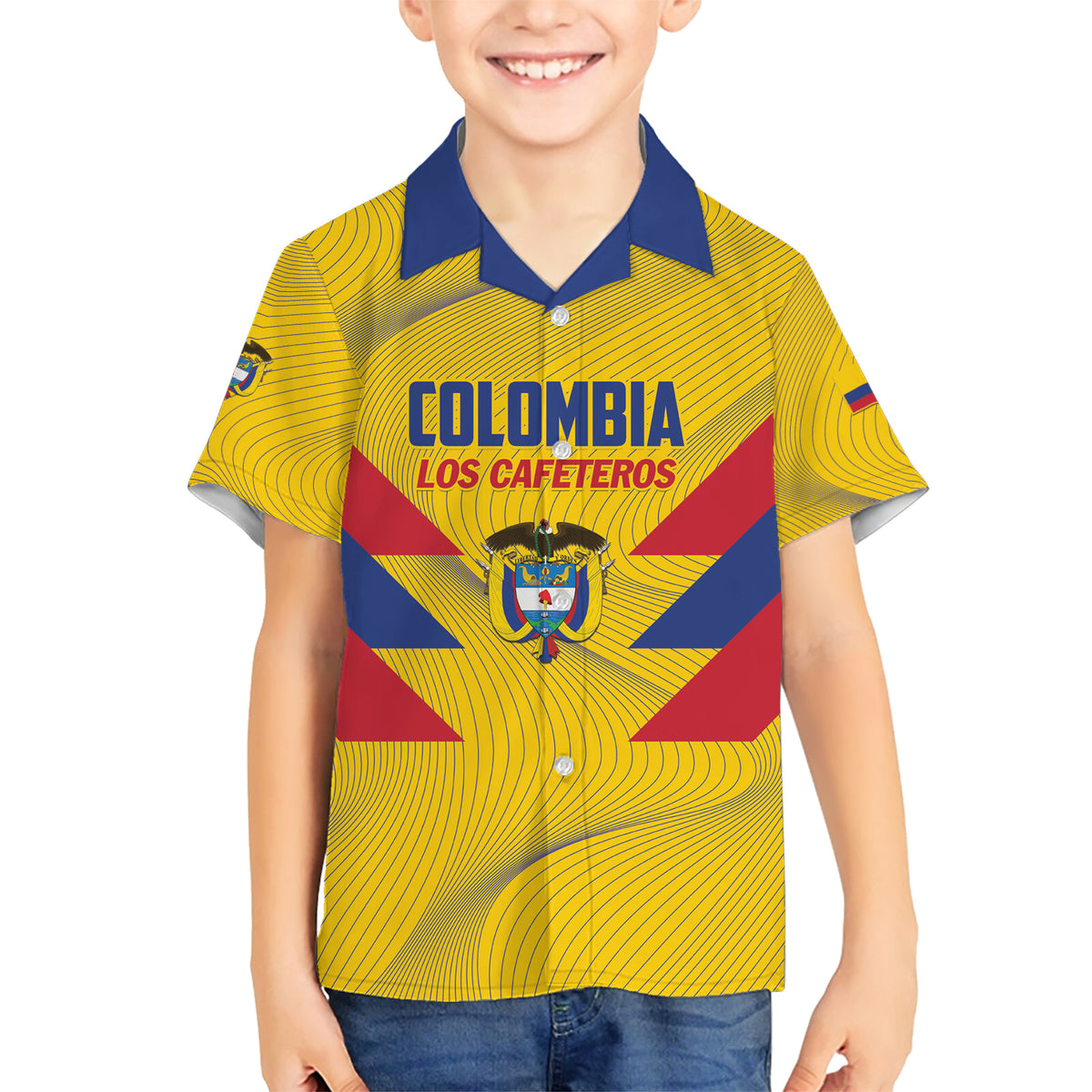Personalized Colombia 2024 Football Family Matching Short Sleeve Bodycon Dress and Hawaiian Shirt Go Los Cafeteros - Wonder Print Shop