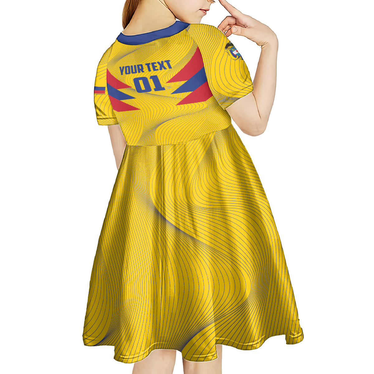 Personalized Colombia 2024 Football Kid Short Sleeve Dress Go Los Cafeteros - Wonder Print Shop