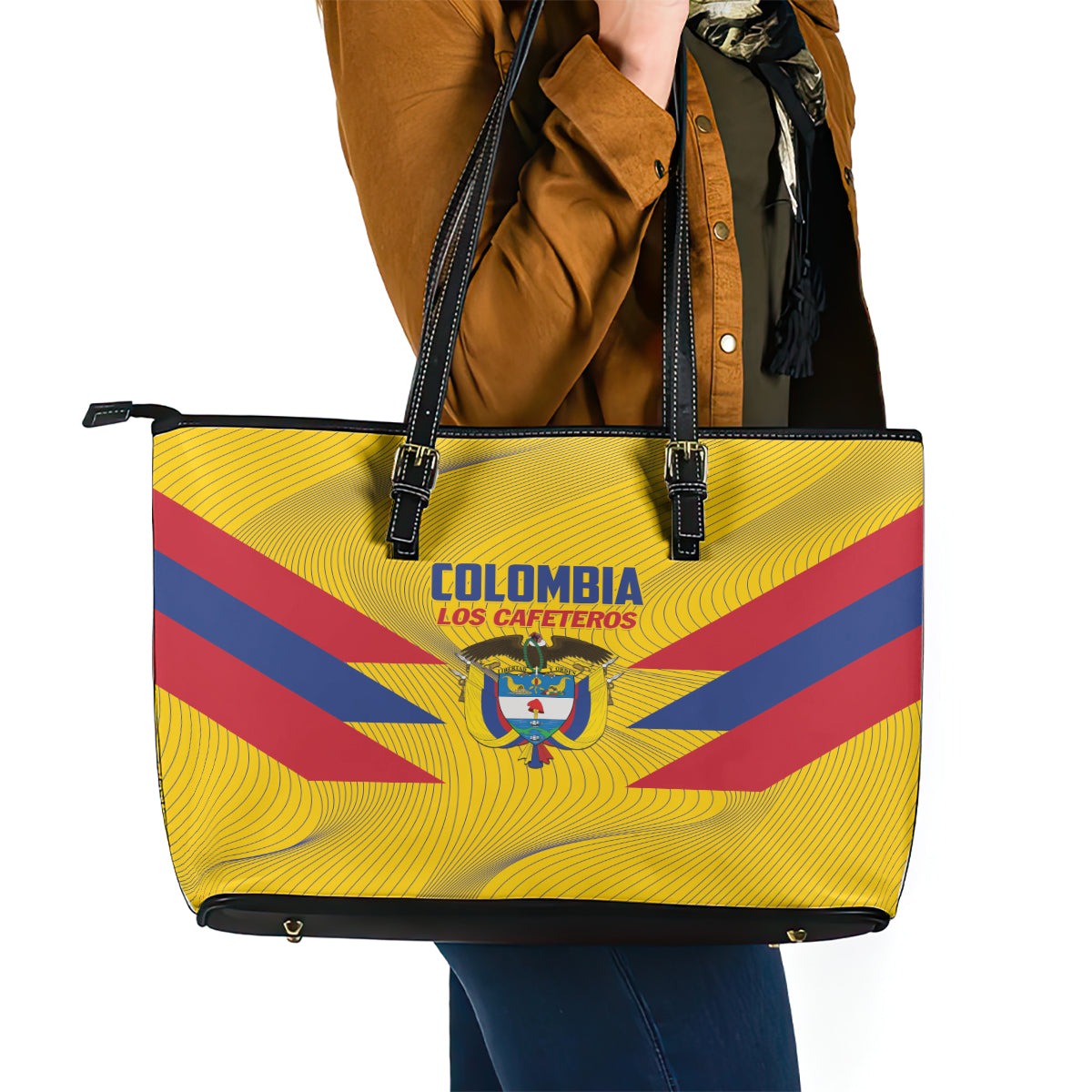 Colombia 2024 Football Leather Tote Bag Go Los Cafeteros - Wonder Print Shop