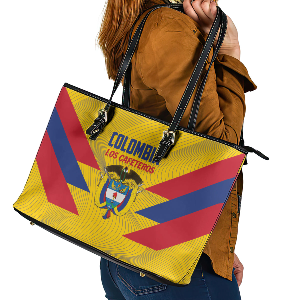 Colombia 2024 Football Leather Tote Bag Go Los Cafeteros - Wonder Print Shop