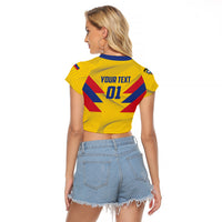 Personalized Colombia 2024 Football Raglan Cropped T Shirt Go Los Cafeteros - Wonder Print Shop