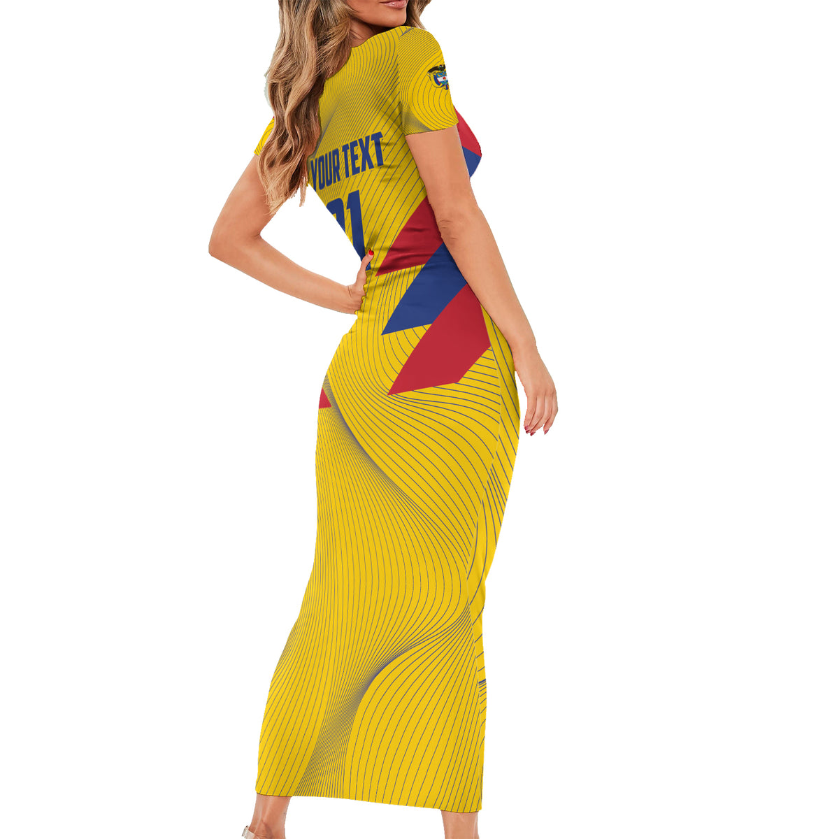 Personalized Colombia 2024 Football Short Sleeve Bodycon Dress Go Los Cafeteros - Wonder Print Shop