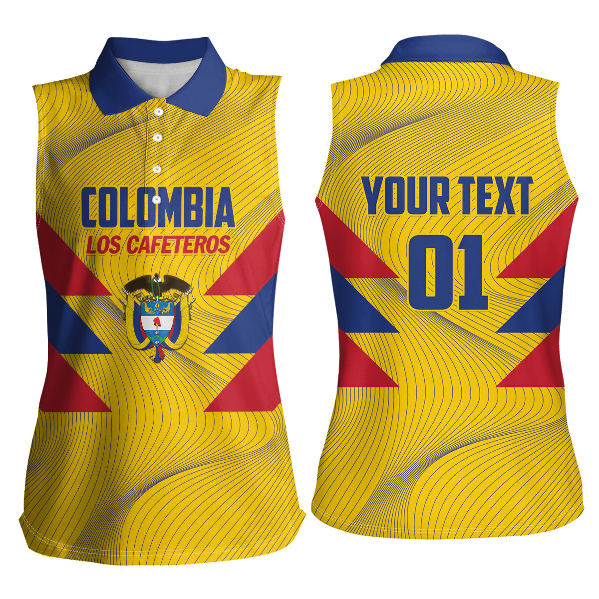 Personalized Colombia 2024 Football Women Sleeveless Polo Shirt Go Los Cafeteros - Wonder Print Shop