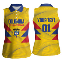 Personalized Colombia 2024 Football Women Sleeveless Polo Shirt Go Los Cafeteros - Wonder Print Shop
