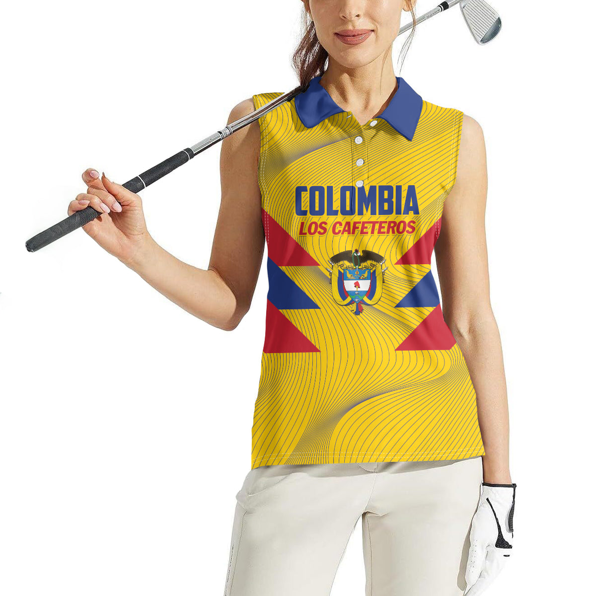 Personalized Colombia 2024 Football Women Sleeveless Polo Shirt Go Los Cafeteros - Wonder Print Shop