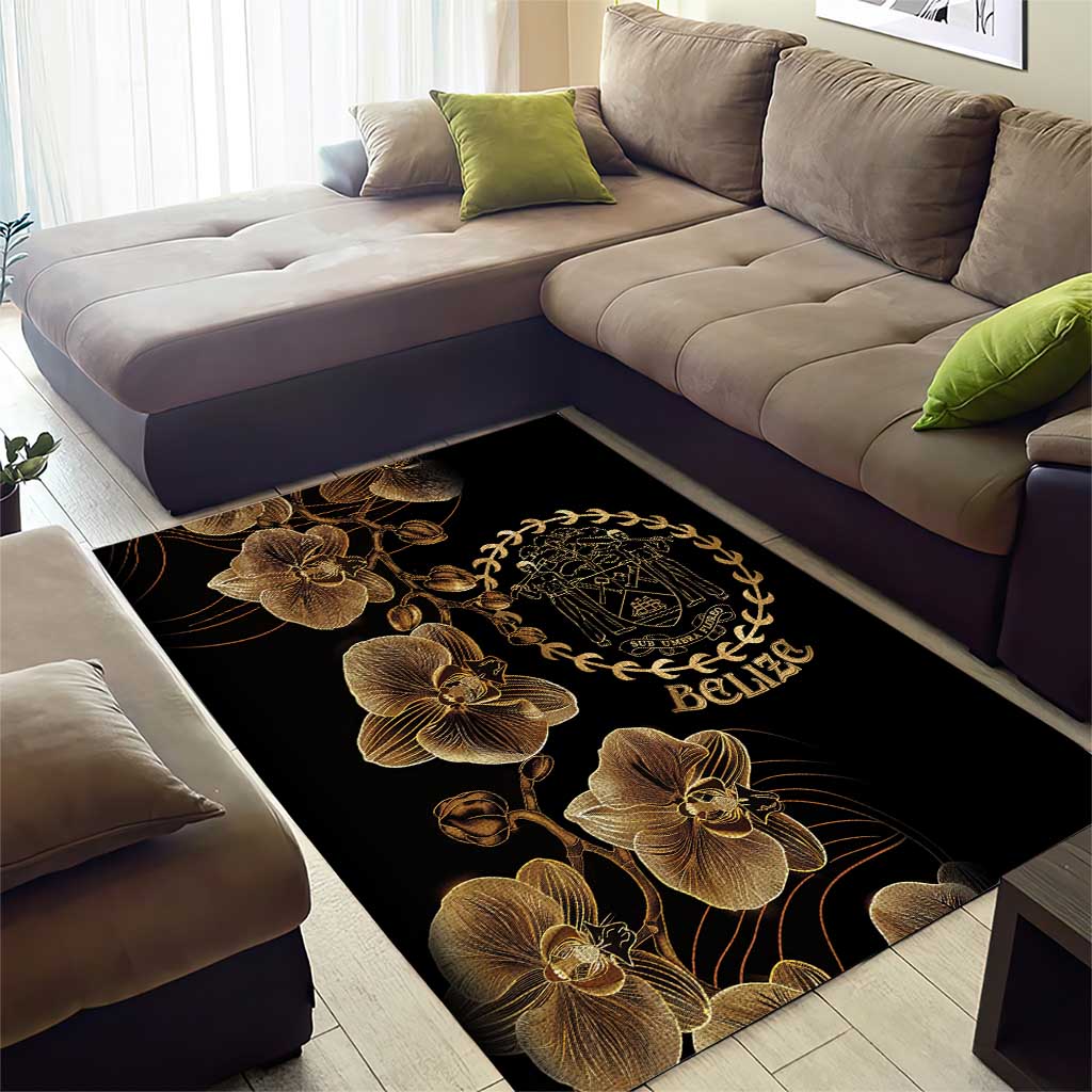 Belize Gold Orchid Area Rug Luxury Stylized