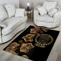 Belize Gold Orchid Area Rug Luxury Stylized
