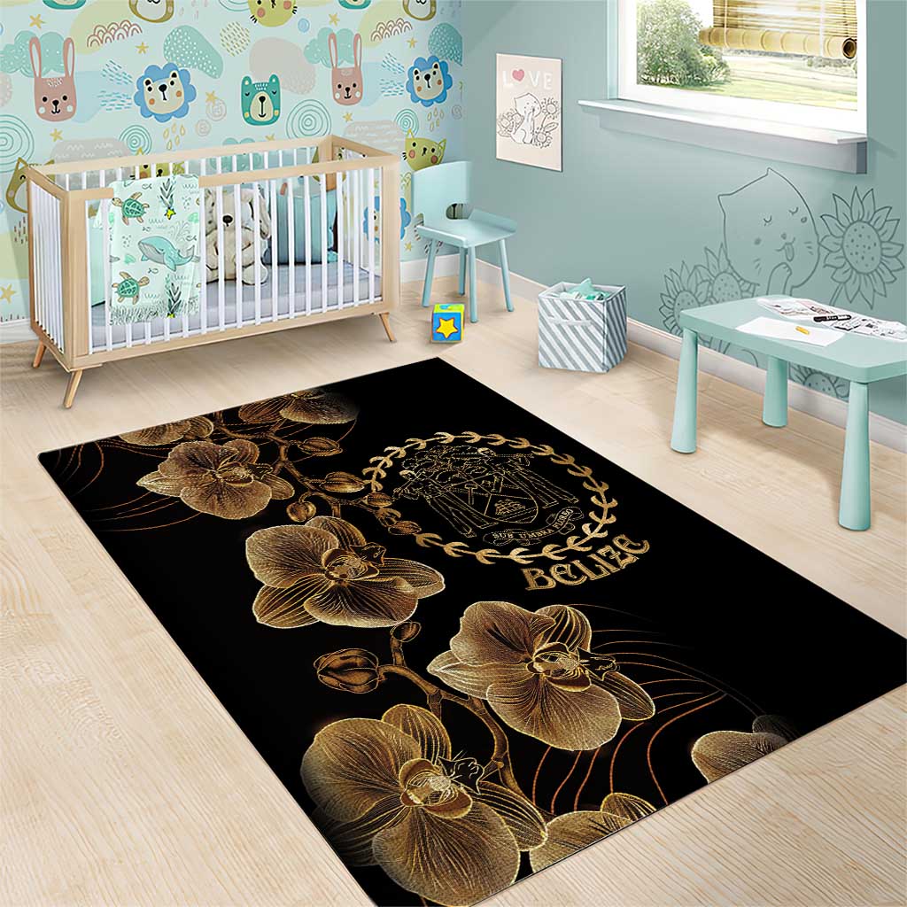 Belize Gold Orchid Area Rug Luxury Stylized