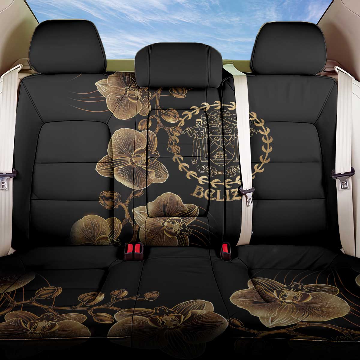 Belize Gold Orchid Back Car Seat Cover Luxury Stylized
