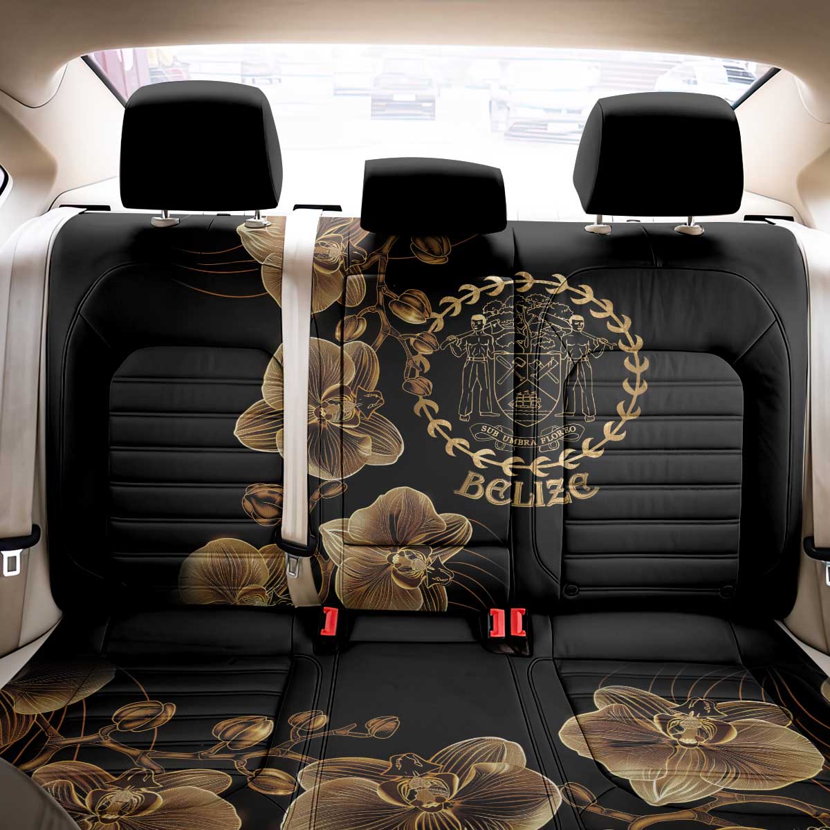 Belize Gold Orchid Back Car Seat Cover Luxury Stylized