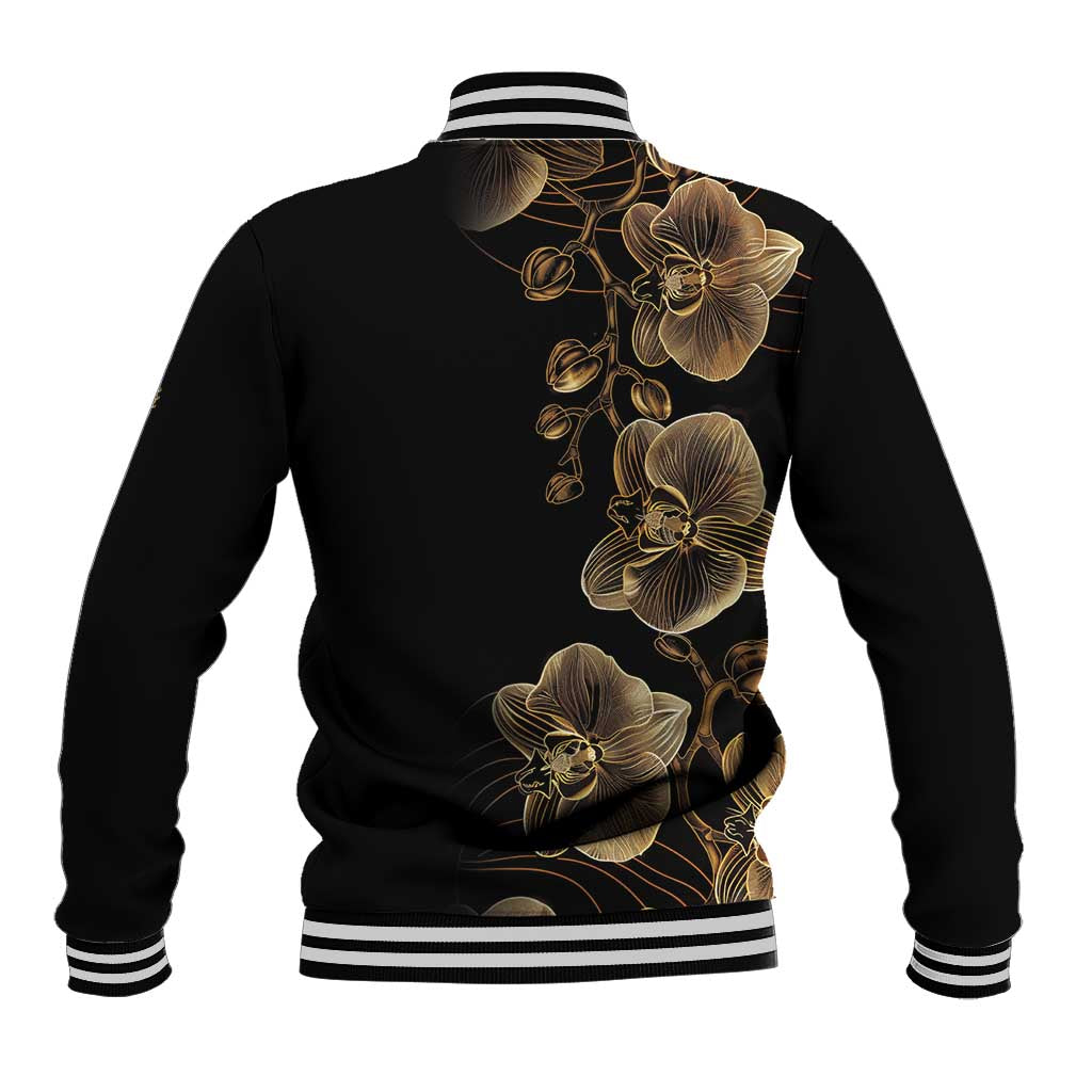 Belize Gold Orchid Baseball Jacket Luxury Stylized