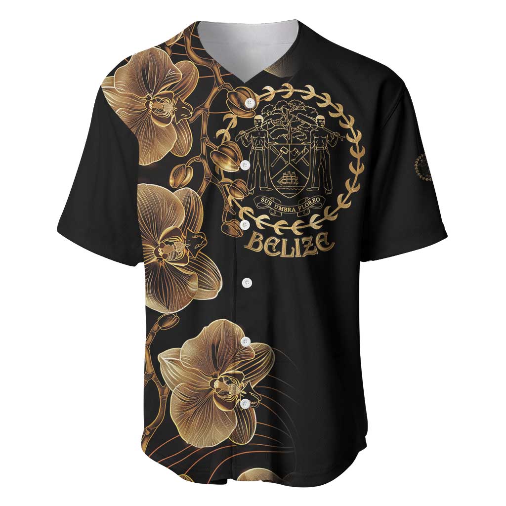 Belize Gold Orchid Baseball Jersey Luxury Stylized