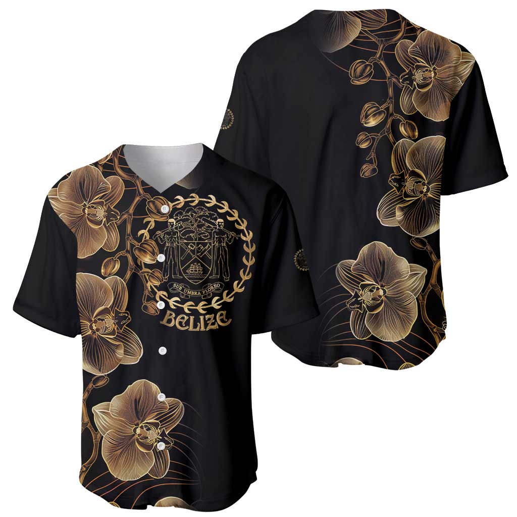 Belize Gold Orchid Baseball Jersey Luxury Stylized