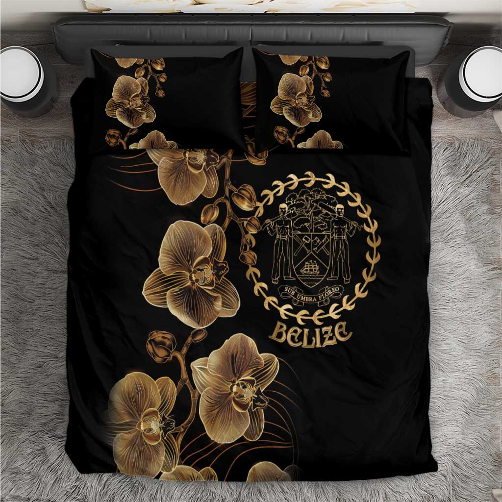 Belize Gold Orchid Bedding Set Luxury Stylized