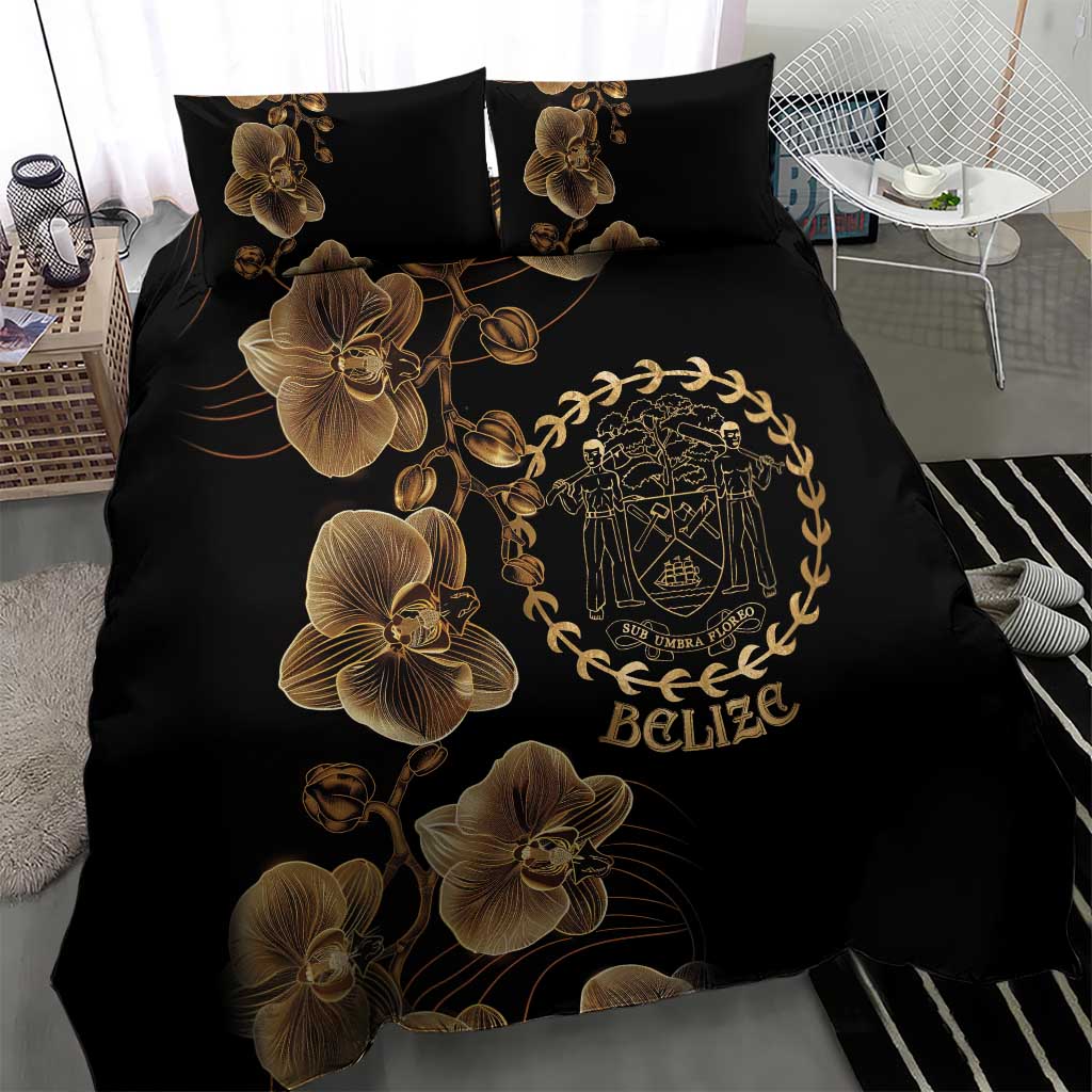 Belize Gold Orchid Bedding Set Luxury Stylized