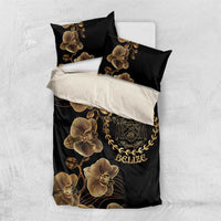 Belize Gold Orchid Bedding Set Luxury Stylized