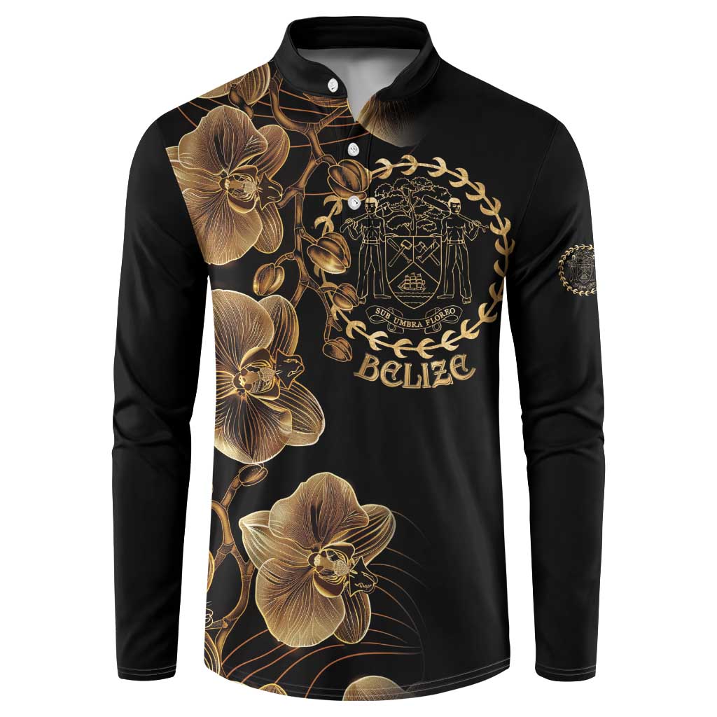 Belize Gold Orchid Button Sweatshirt Luxury Stylized