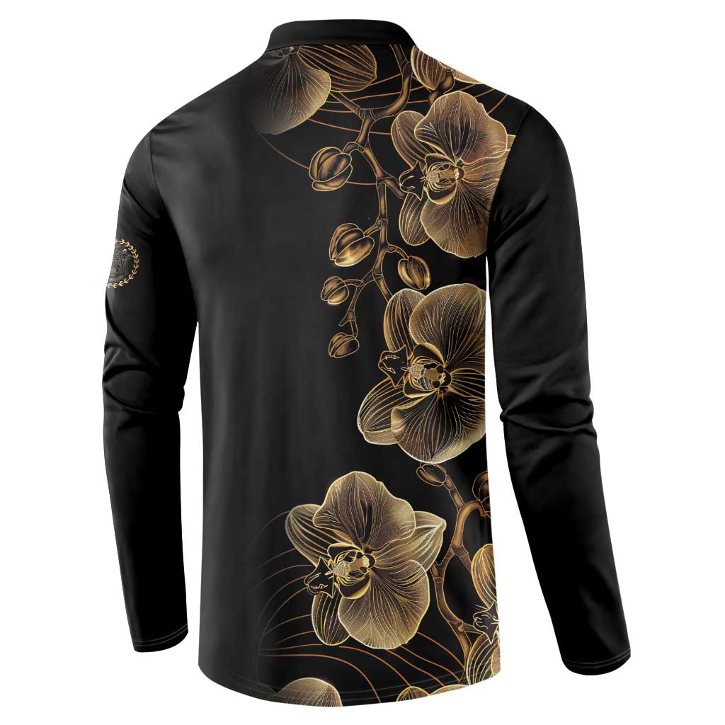 Belize Gold Orchid Button Sweatshirt Luxury Stylized
