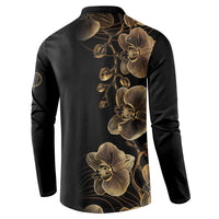 Belize Gold Orchid Button Sweatshirt Luxury Stylized