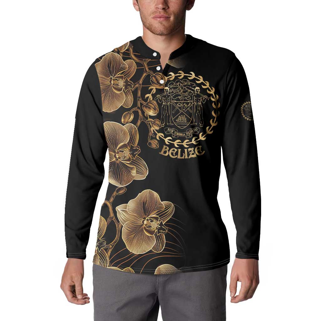 Belize Gold Orchid Button Sweatshirt Luxury Stylized