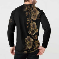 Belize Gold Orchid Button Sweatshirt Luxury Stylized