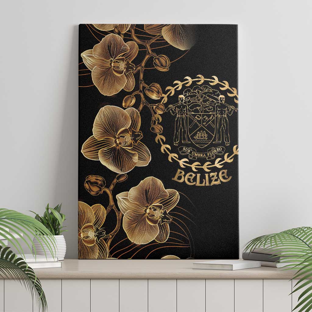 Belize Gold Orchid Canvas Wall Art Luxury Stylized