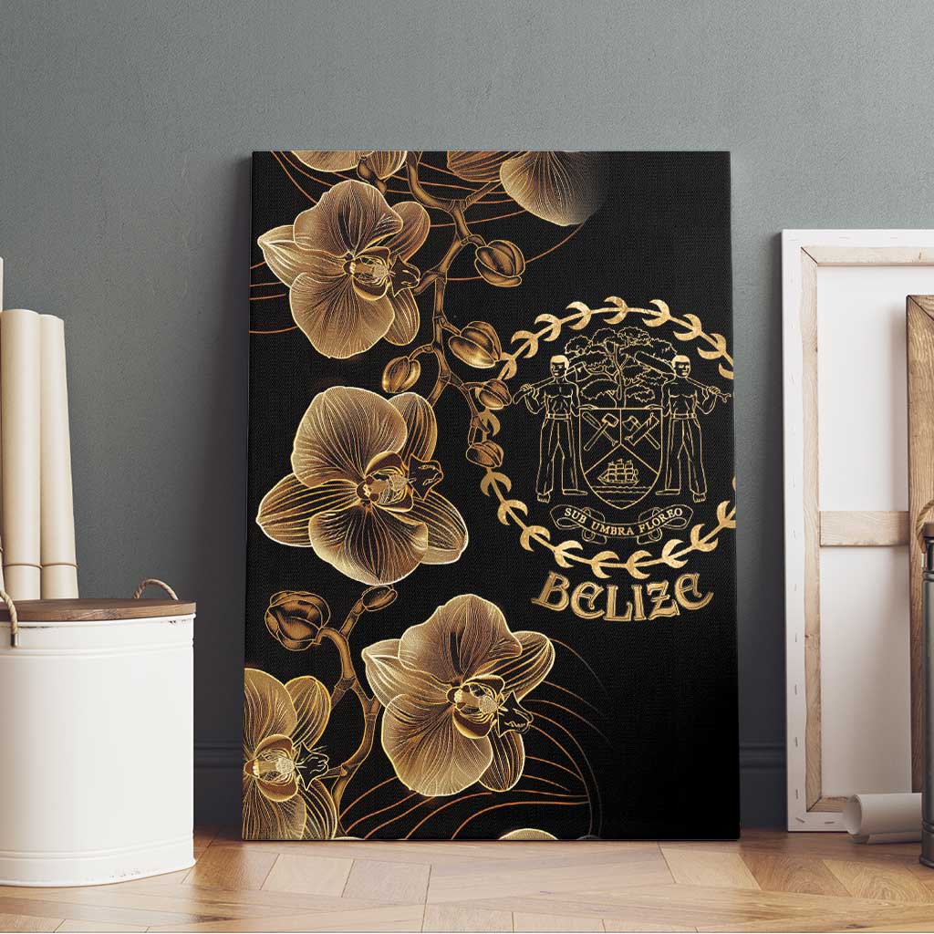 Belize Gold Orchid Canvas Wall Art Luxury Stylized