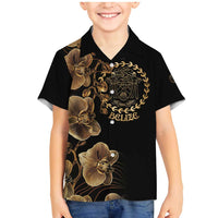 Belize Gold Orchid Family Matching Mermaid Dress and Hawaiian Shirt Luxury Stylized