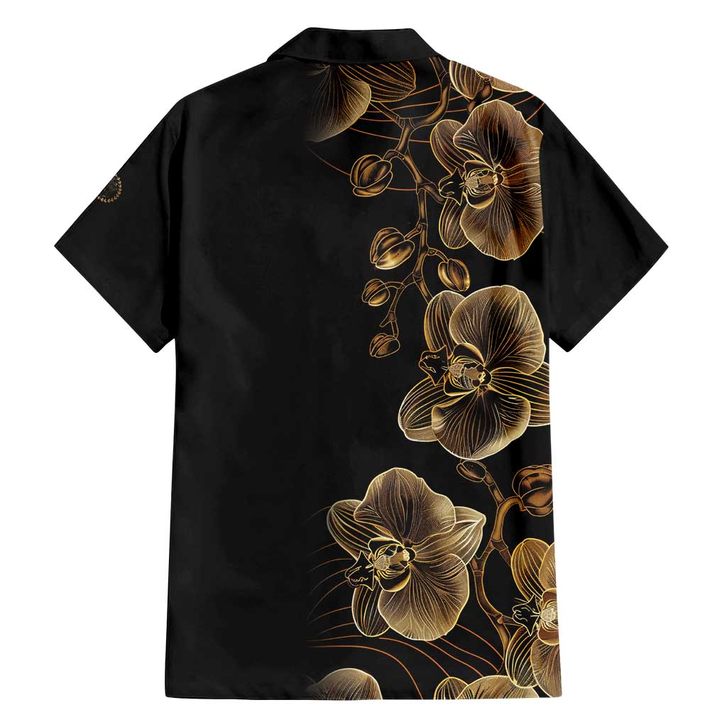 Belize Gold Orchid Family Matching Off Shoulder Maxi Dress and Hawaiian Shirt Luxury Stylized