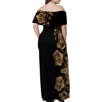 Belize Gold Orchid Family Matching Off Shoulder Maxi Dress and Hawaiian Shirt Luxury Stylized