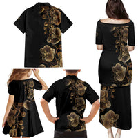 Belize Gold Orchid Family Matching Puletasi and Hawaiian Shirt Luxury Stylized