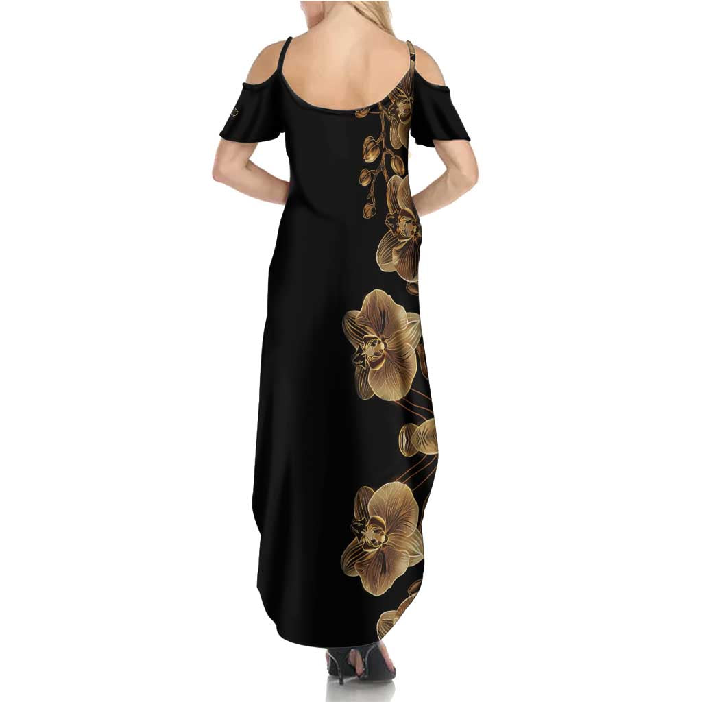 Belize Gold Orchid Family Matching Summer Maxi Dress and Hawaiian Shirt Luxury Stylized