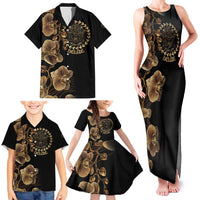 Belize Gold Orchid Family Matching Tank Maxi Dress and Hawaiian Shirt Luxury Stylized