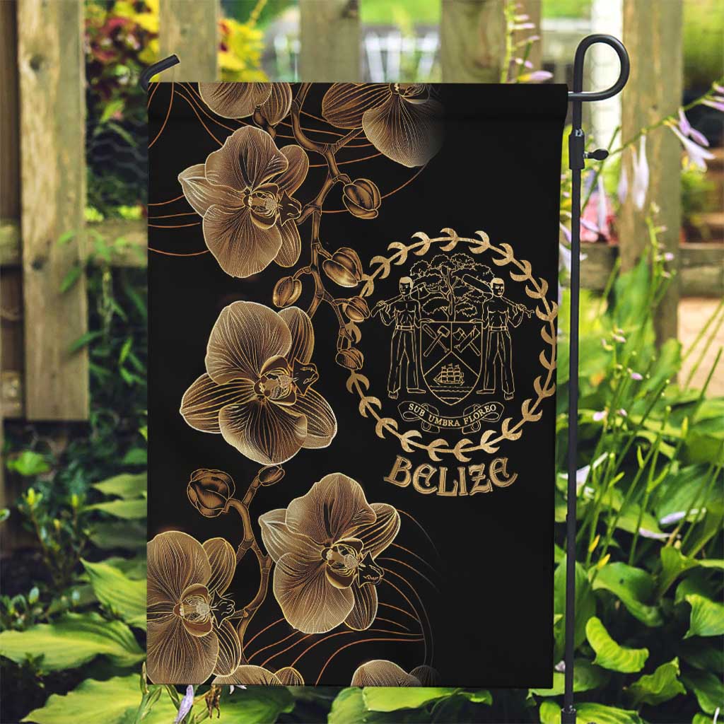 Belize Gold Orchid Garden Flag Luxury Stylized