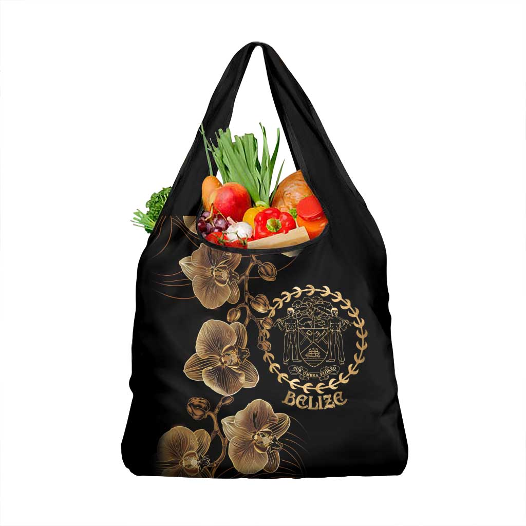 Belize Gold Orchid Grocery Bag Luxury Stylized