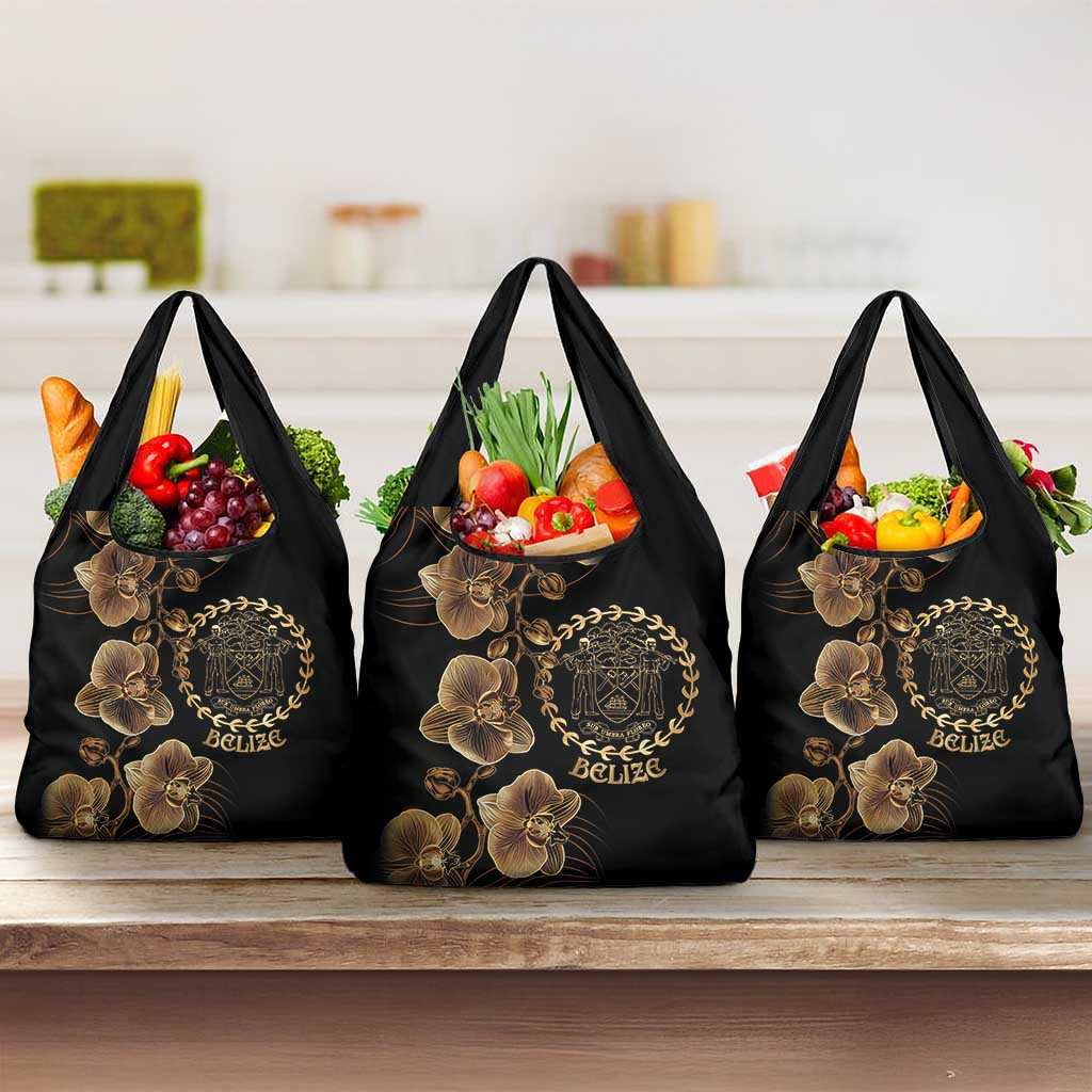 Belize Gold Orchid Grocery Bag Luxury Stylized