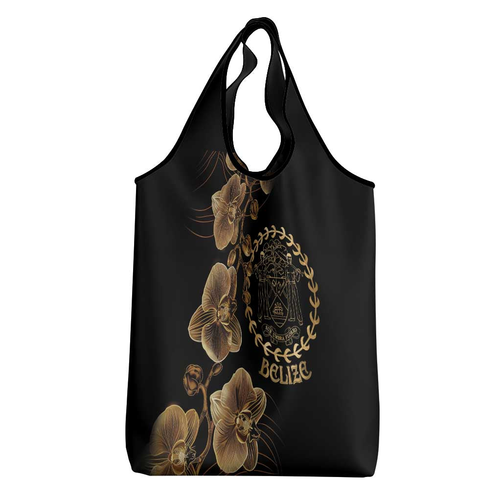 Belize Gold Orchid Grocery Bag Luxury Stylized