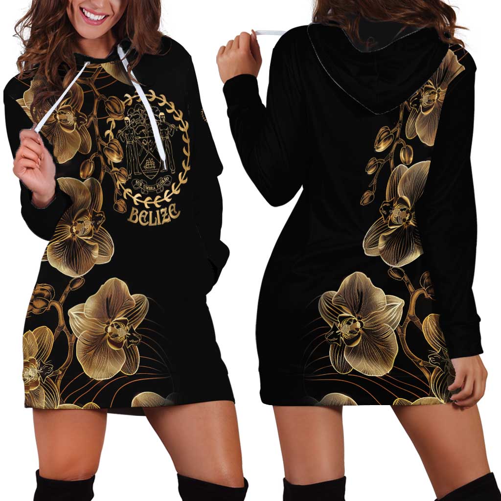 Belize Gold Orchid Hoodie Dress Luxury Stylized