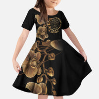 Belize Gold Orchid Kid Short Sleeve Dress Luxury Stylized
