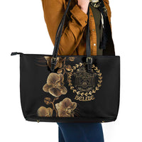 Belize Gold Orchid Leather Tote Bag Luxury Stylized