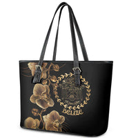 Belize Gold Orchid Leather Tote Bag Luxury Stylized