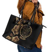 Belize Gold Orchid Leather Tote Bag Luxury Stylized