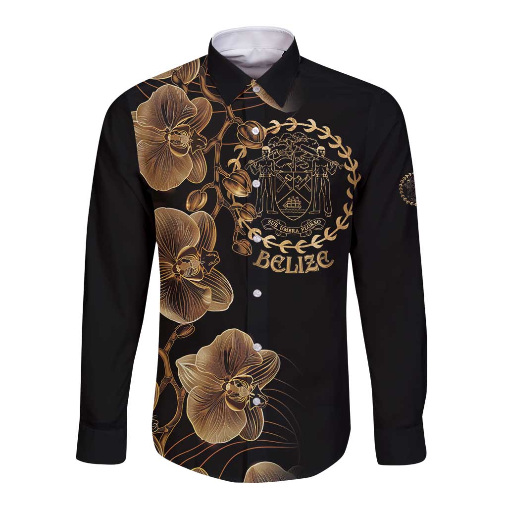 Belize Gold Orchid Long Sleeve Button Shirt Luxury Stylized