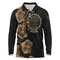 Belize Gold Orchid Long Sleeve Polo Shirt Luxury Stylized