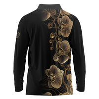 Belize Gold Orchid Long Sleeve Polo Shirt Luxury Stylized