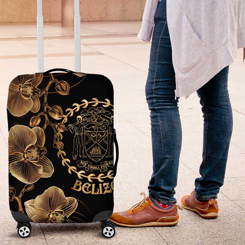 Belize Gold Orchid Luggage Cover Luxury Stylized