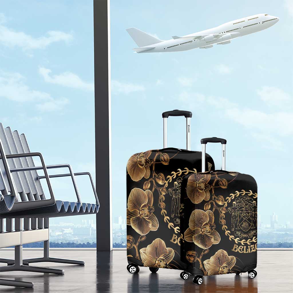 Belize Gold Orchid Luggage Cover Luxury Stylized