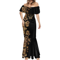Belize Gold Orchid Mermaid Dress Luxury Stylized