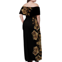 Belize Gold Orchid Off Shoulder Maxi Dress Luxury Stylized